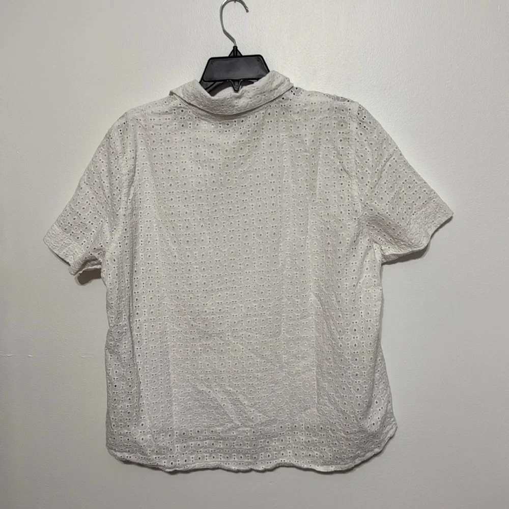 Alfred Dunner White Floral Eyelet Button Top size 16 - Picture 6 of 8